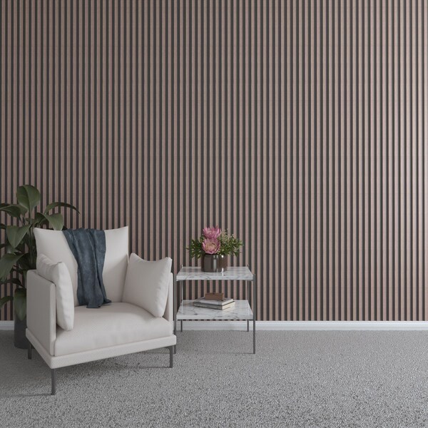 Ekena Millwork 94H x 3/8T Adjustable Wood Slat Wall Panel Kit w/ 1W Slats, Walnut contains 42 Slats SWW84X94X0375WA - main